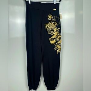 Baby Phat Black Pants with Gold Dragon Design